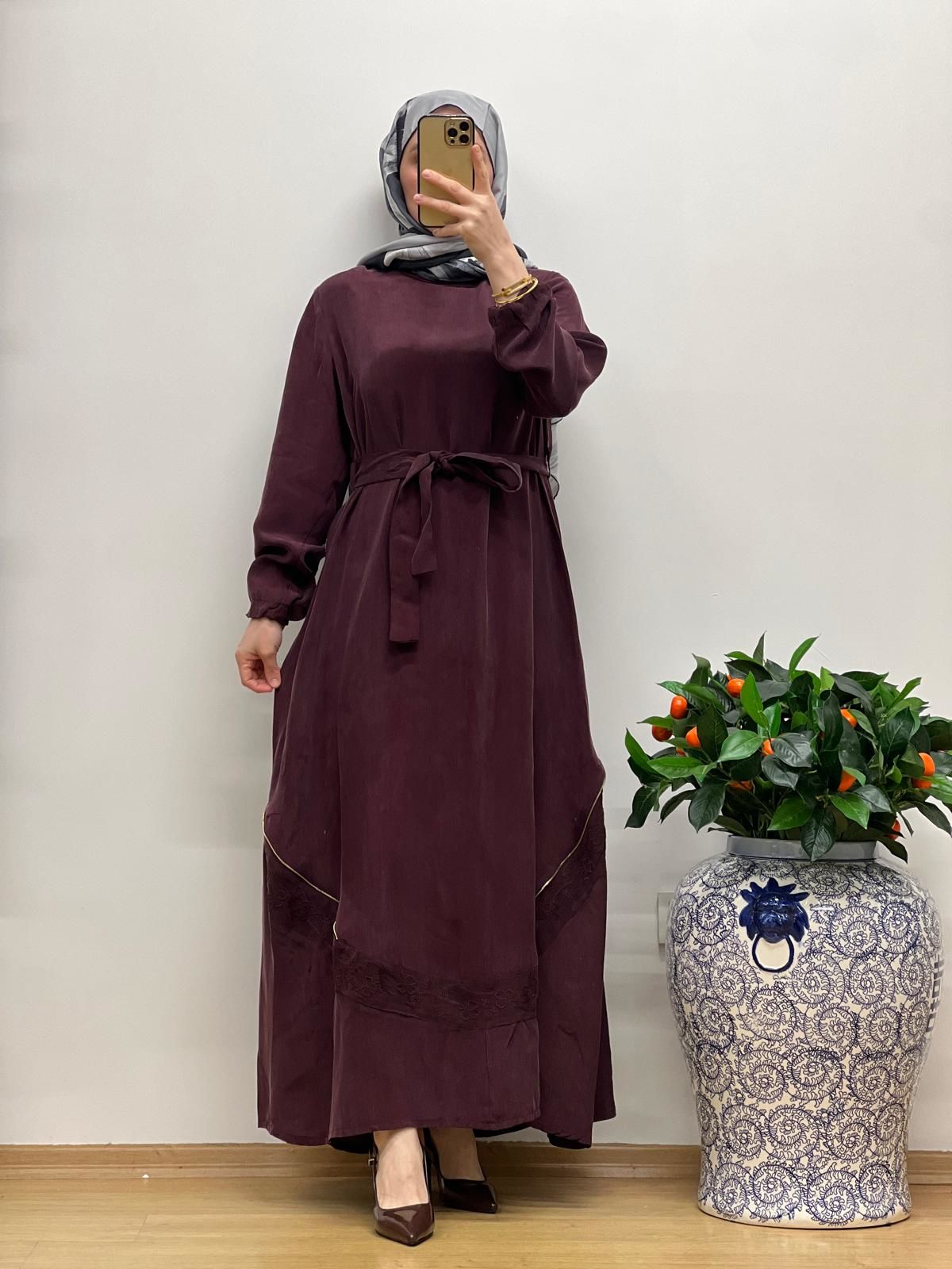 MissWhence Nakış Detaylı Ferm.Cupro Elbise 25Y-37800-BB