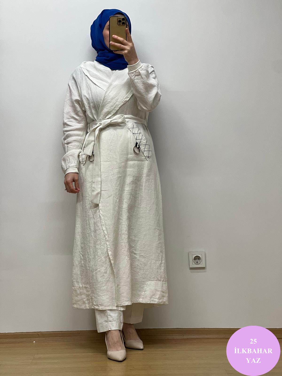 MissWhence Kapuşonlu Keten Kap 25Y-37401