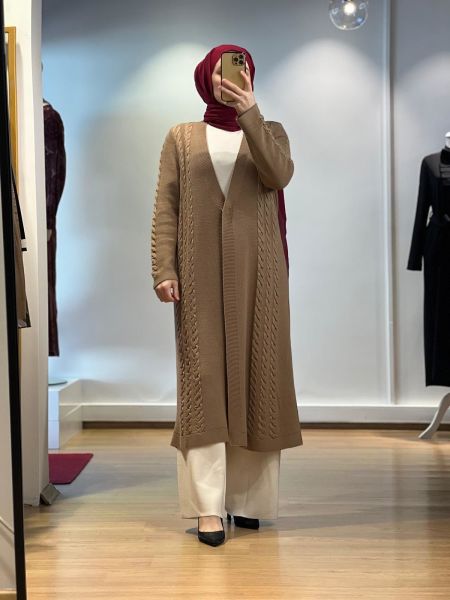 MissDalida Saç Örgüsü Uzun Hırka T24K-9019