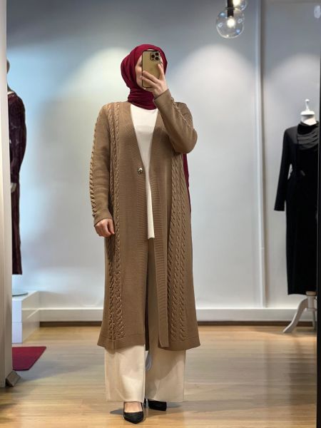 MissDalida Saç Örgüsü Uzun Hırka T24K-9019