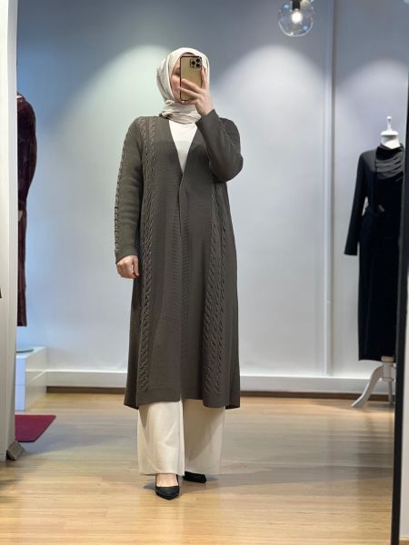 MissDalida Saç Örgüsü Uzun Hırka T24K-9019