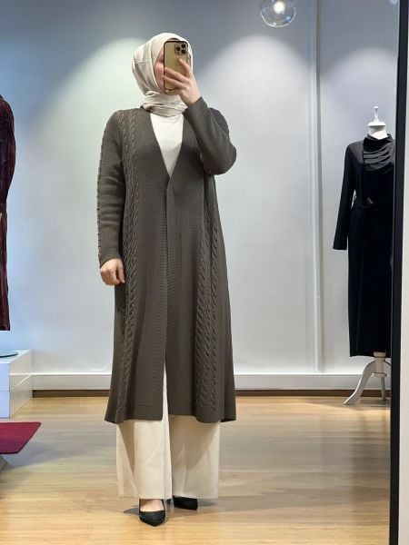 MissDalida Saç Örgüsü Uzun Hırka T24K-9019