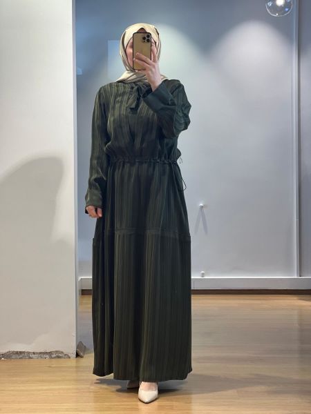 MissWhence Çizgili Cupro Elbise 25Y-37810