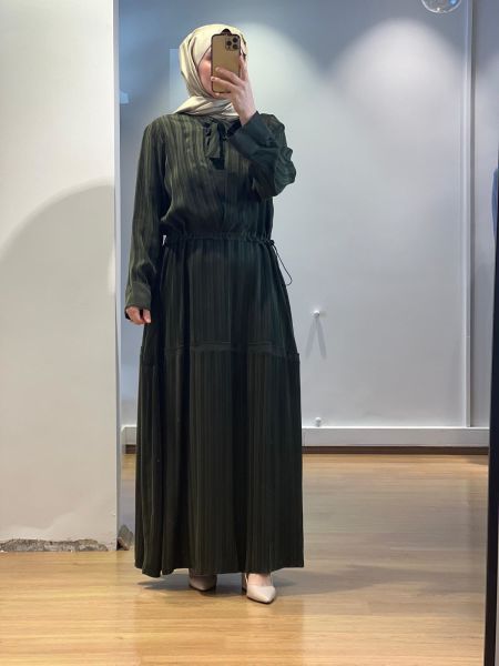 MissWhence Çizgili Cupro Elbise 25Y-37810