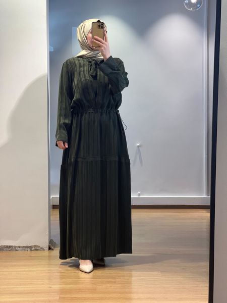 MissWhence Çizgili Cupro Elbise 25Y-37810