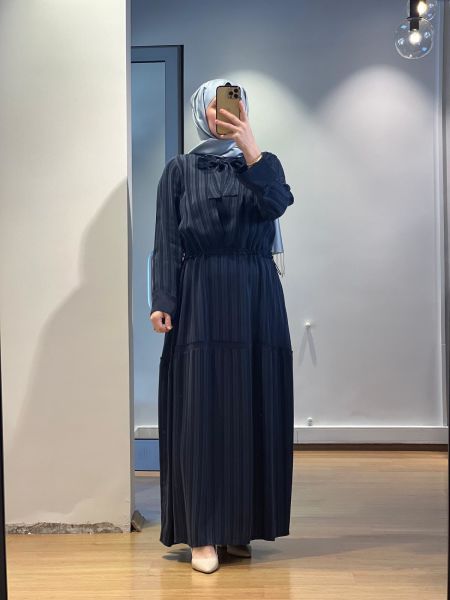 MissWhence Çizgili Cupro Elbise 37810