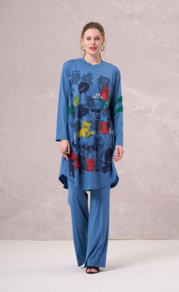 MissWhence Bambu Penye Önü Desenli Tunik 35000