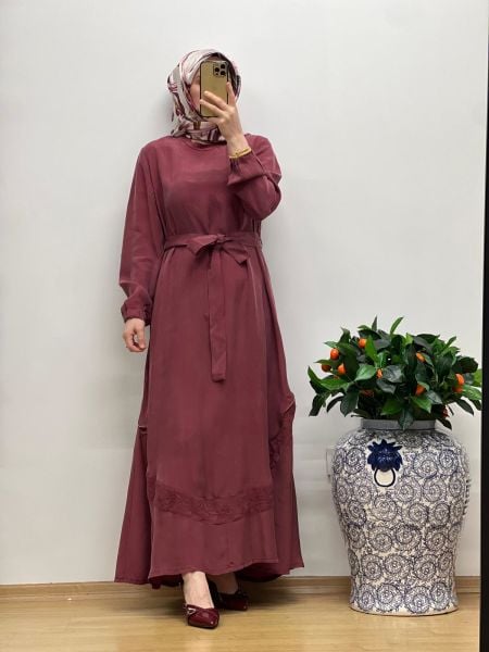 MissWhence Nakış Detaylı Ferm.Cupro Elbise 25Y-37800