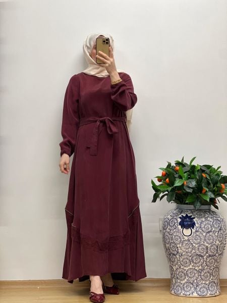 MissWhence Nakış Detaylı Ferm.Cupro Elbise 25Y-37800