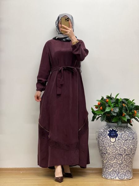 MissWhence Nakış Detaylı Ferm.Cupro Elbise 25Y-37800