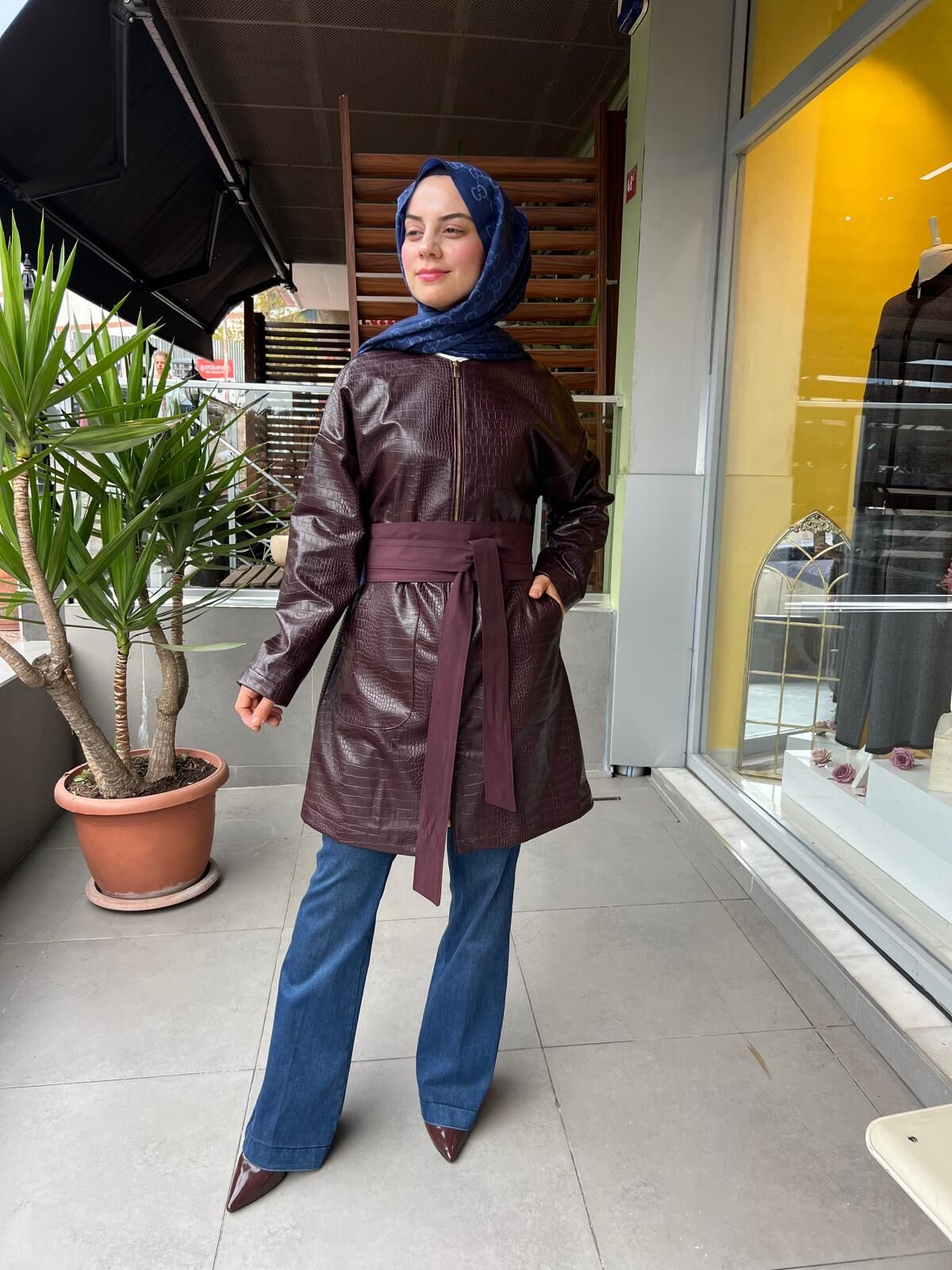 Mascara Kemerli Deri Görünümlü Ceket 56MK1101