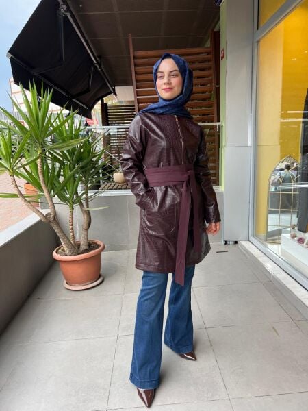 Mascara Kemerli Deri Görünümlü Ceket 56MK1101