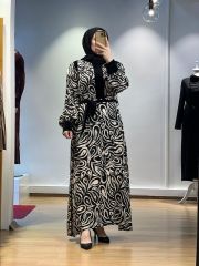 NiQozza Kadife Detaylı Elbise NQ24FW50096
