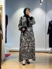 NiQozza Kadife Detaylı Elbise NQ24FW50096