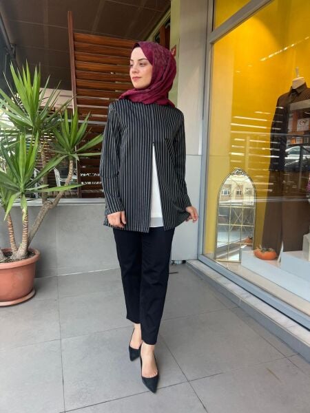 QooQ Çizgili Gömlek 26FW202