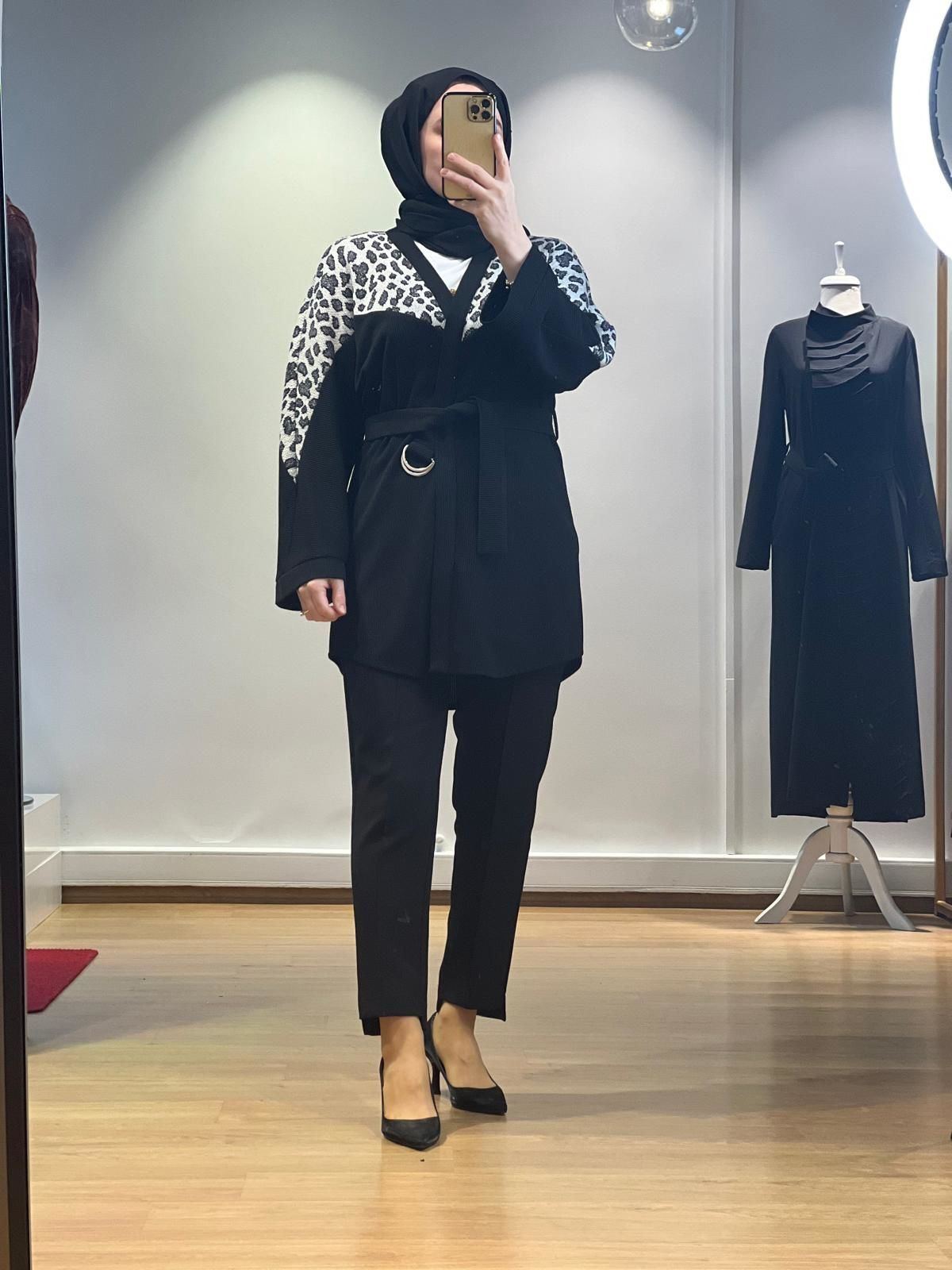 Miaruj Leopar Desenli Triko Ceket 23K4539
