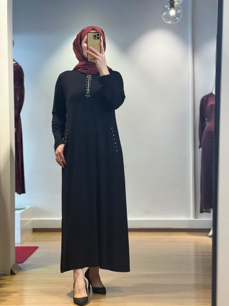 İnvee Taş Detaylı Elbise 6937