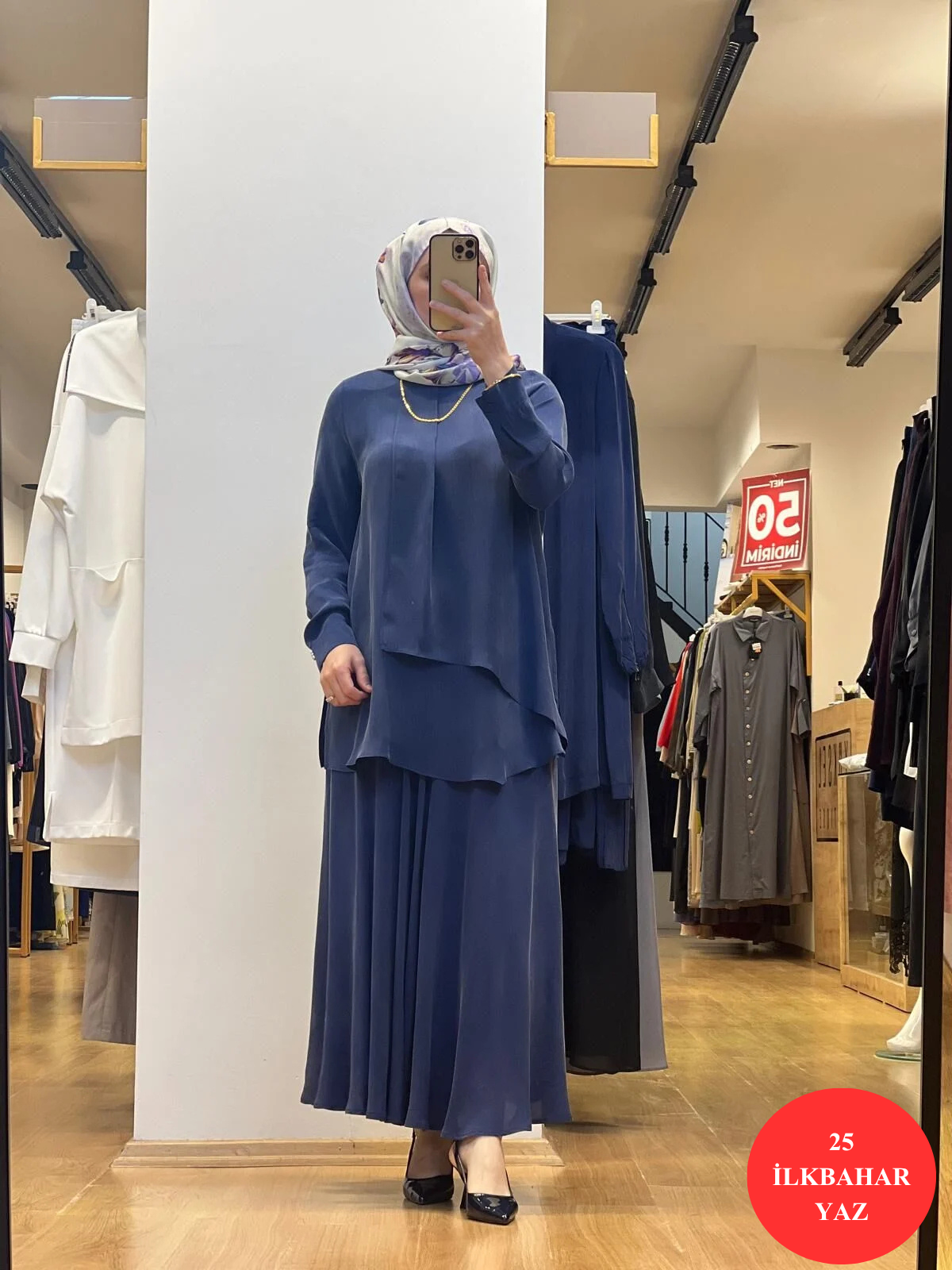 MissDalida Ön Kısmı Hareketli Kesim Cupro Tunik 25Y-6026