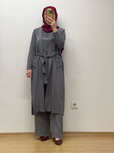 MissDalida Beli Lastikli Bol Paça Cupro Pantolon 25Y-7007-BB 4 - Antrasit