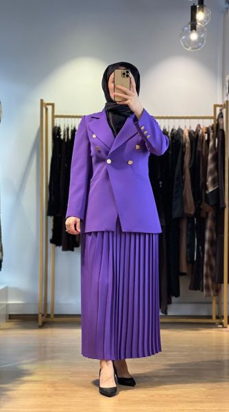 Jamıla Sarah Plise Etekli Blazer Takım FW25-9021