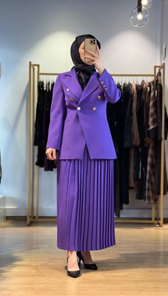 Jamıla Sarah Plise Etekli Blazer Takım FW25-9021