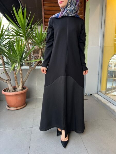 Mascara Dik Yaka Kollar Aksesuarlı Elbise 56MK5101