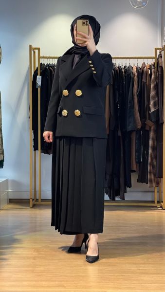 Jamıla Sarah Kruvaze Kapama Ceket Pantolon Etek Takım FW25-9007