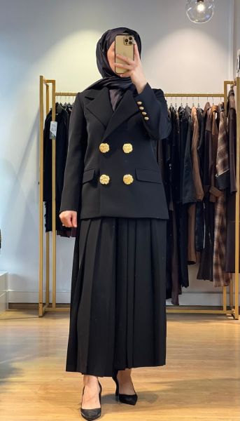 Jamıla Sarah Kruvaze Kapama Ceket Pantolon Etek Takım FW25-9007