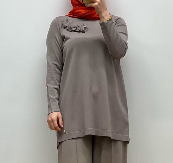 MissDalida Önü Dikişli Bol Paça Triko Pantolon 25Y-7009