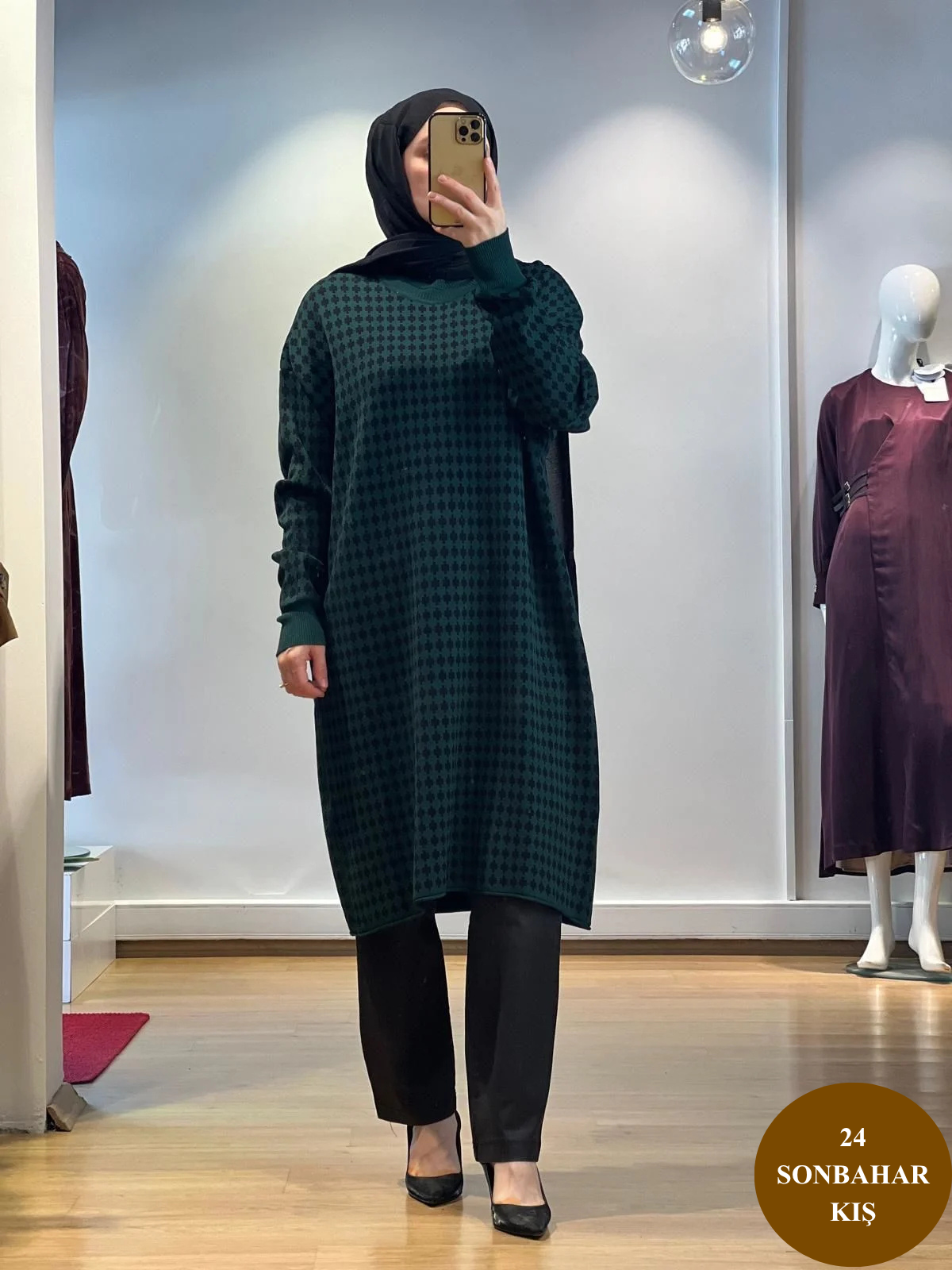 MissWhence Kazayağı Desenli Triko Tunik 34011