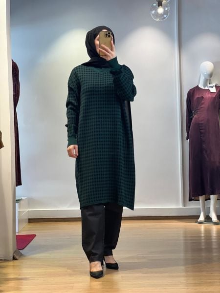 MissWhence Kazayağı Desenli Triko Tunik 34011