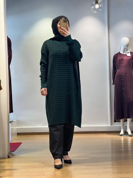 MissWhence Kazayağı Desenli Triko Tunik 34011