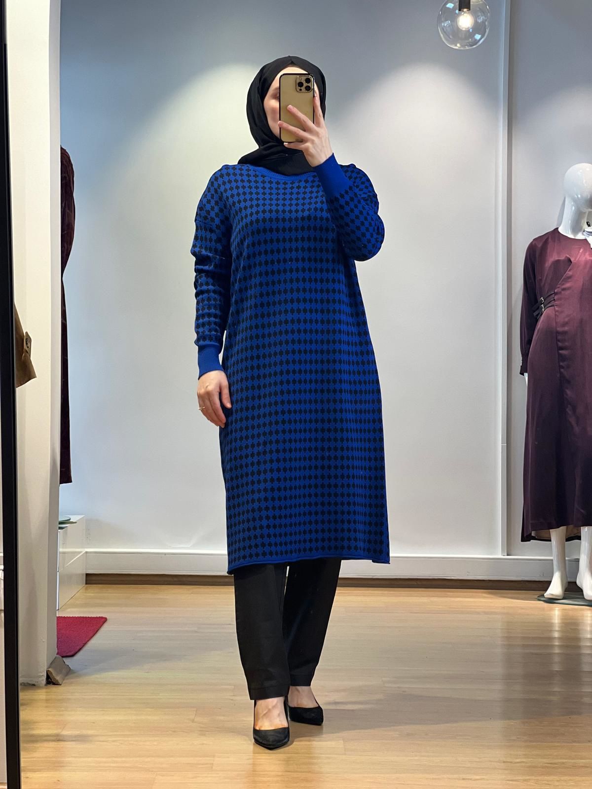 MissWhence Kazayağı Desenli Triko Tunik 34011