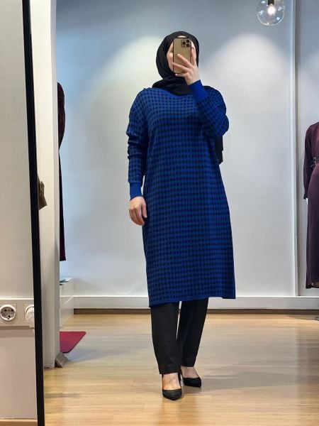 MissWhence Kazayağı Desenli Triko Tunik 34011