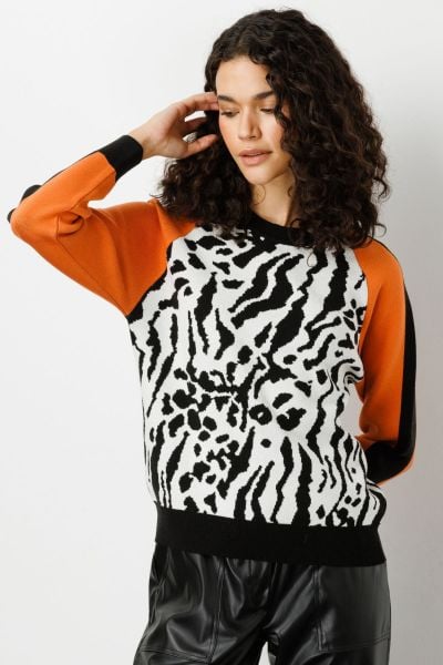 On Triko Leopar Desenli Triko Kazak T24K25340