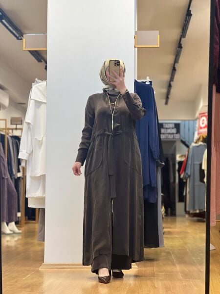 MissDalida Fermuar Detaylı Uzun Cupro Ferace 25Y-8006