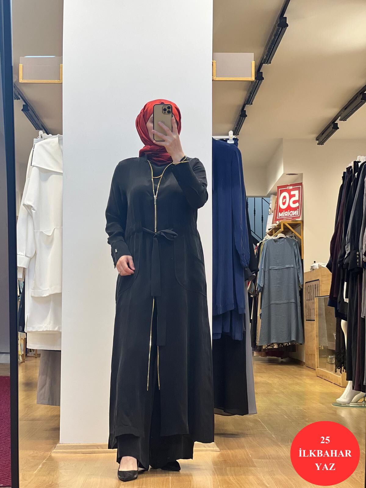 MissDalida Fermuar Detaylı Uzun Cupro Ferace 25Y-8006