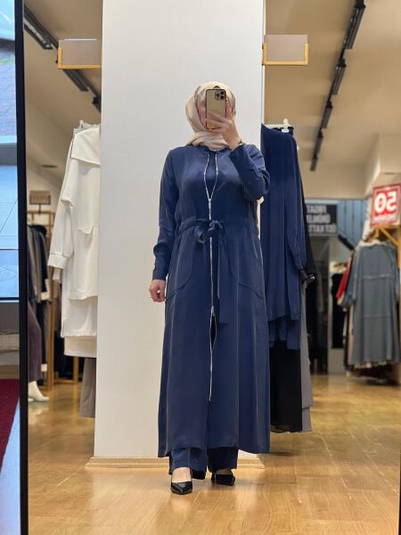 MissDalida Fermuar Detaylı Uzun Cupro Ferace 25Y-8006