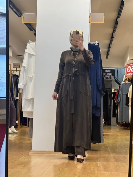 MissDalida Fermuar Detaylı Uzun Cupro Ferace 25Y-8006