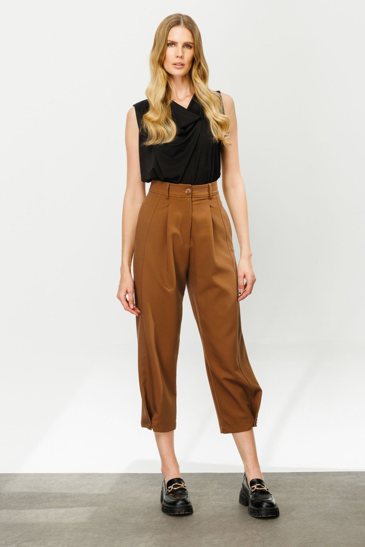 On Triko Bol Paça Yüksek Bel Pantolon 24K24147