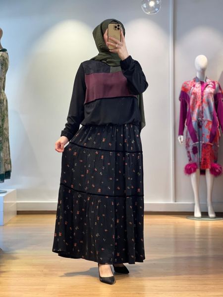 Misswhence Cupro İpek PatchWork Takım 36005