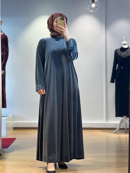 MissDalida Uzun Kadife Elbise T24K-4003