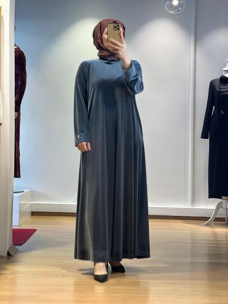 MissDalida Uzun Kadife Elbise T24K-4003