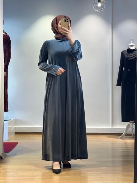 MissDalida Uzun Kadife Elbise T24K-4003