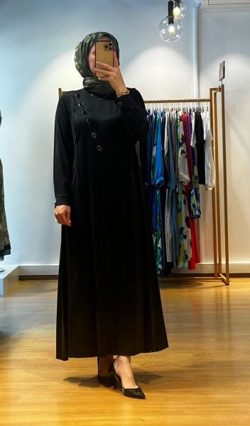 MissDalida Renkli Düğmeli Cupro Elbise T25K-4001