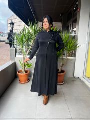 MissDalida Renkli Düğmeli Cupro Elbise T25K-4001