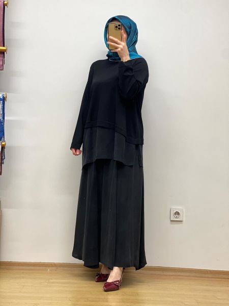 MissDalida Etek Ucu Cupro ASM. Kesim Triko Tunik 25Y-6009