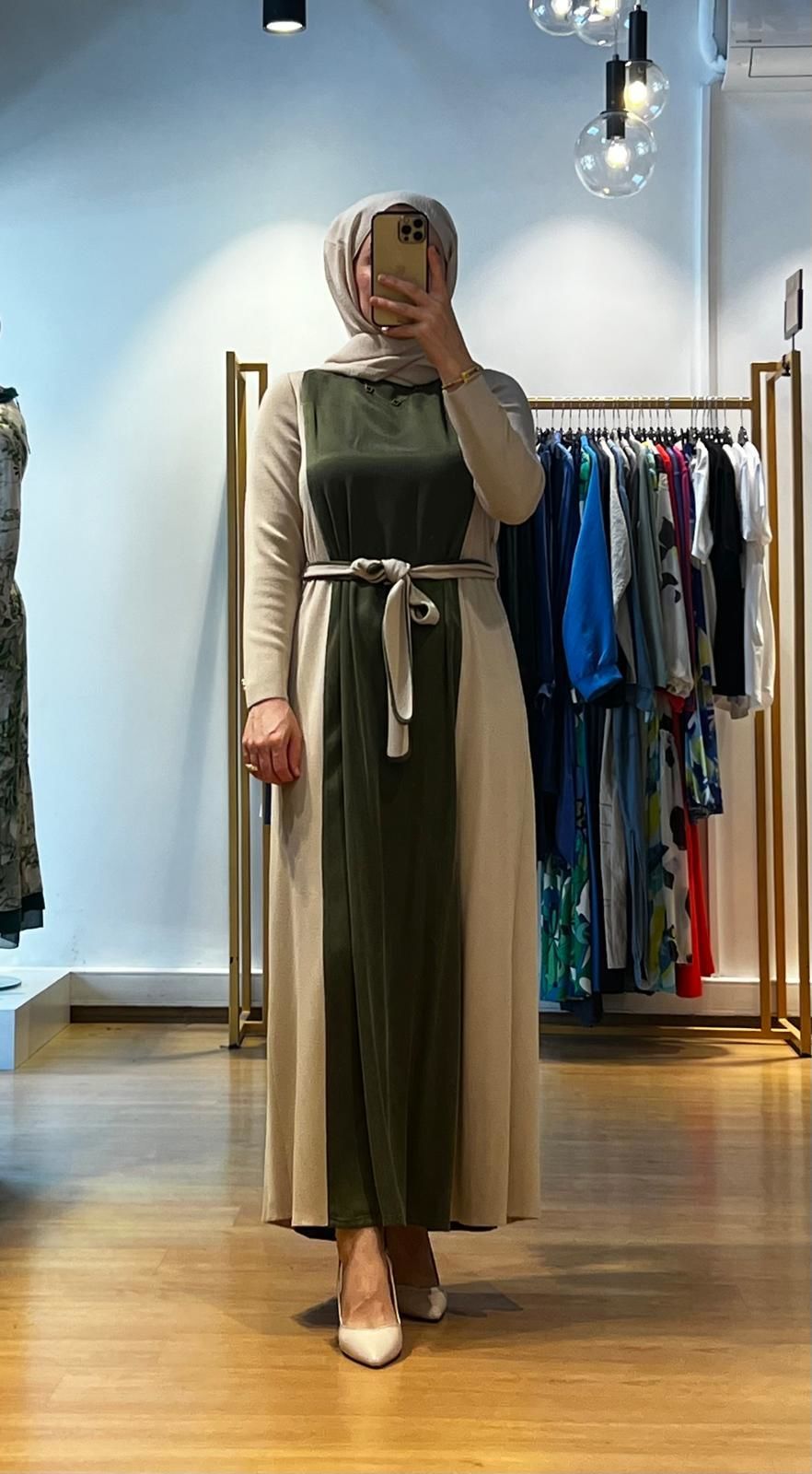 MissDalida Beli Kuşaklı Cupro Detaylı Elbise T25K-4005