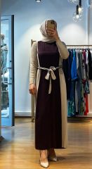 MissDalida Beli Kuşaklı Cupro Detaylı Elbise T25K-4005
