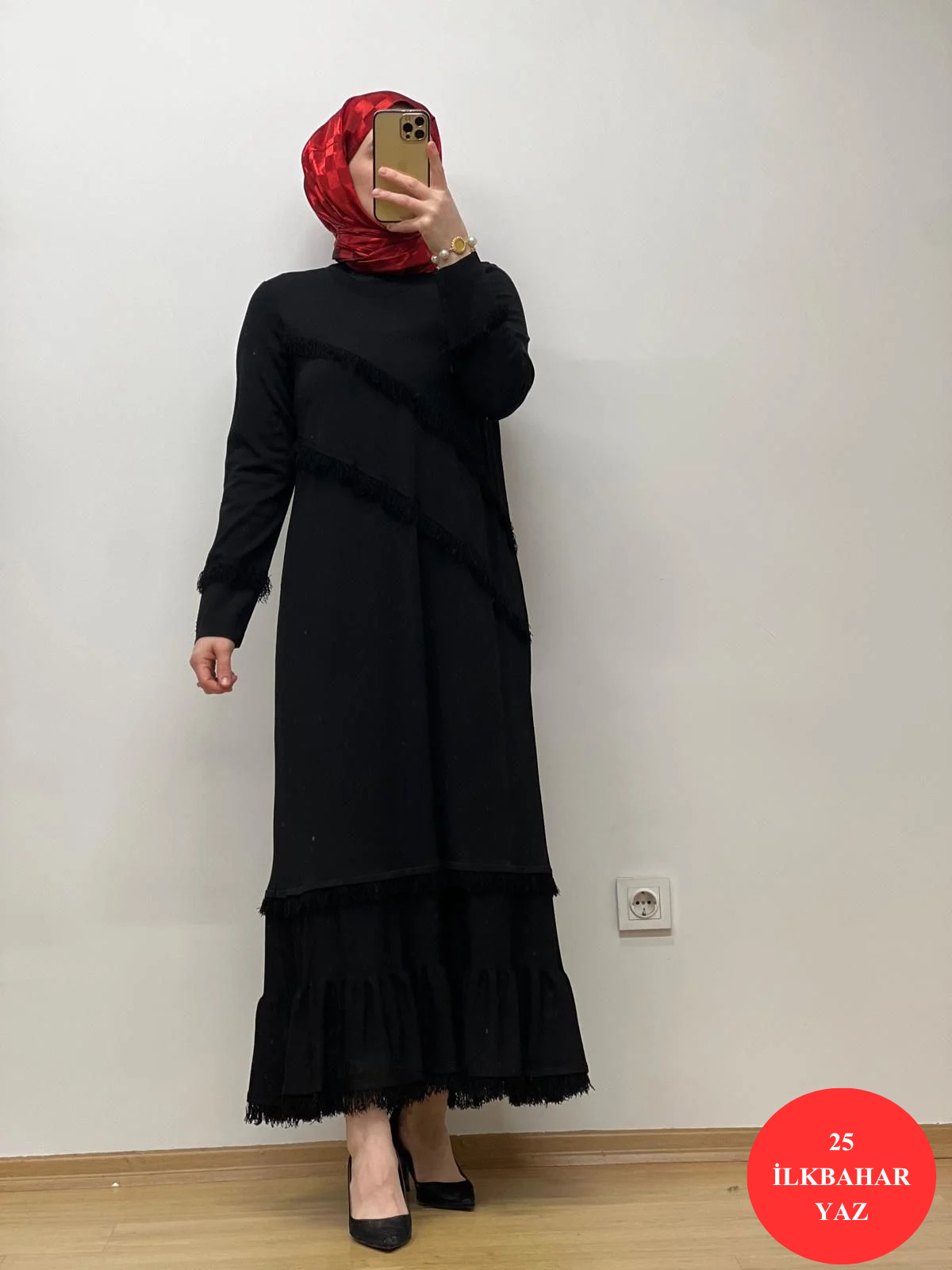 MissDalida Püskül Detaylı Uzun Triko Elbise 25Y-4000